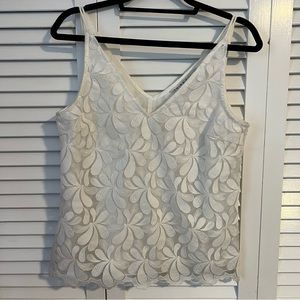 Trina Turk White Floral Lace Tank Blouse